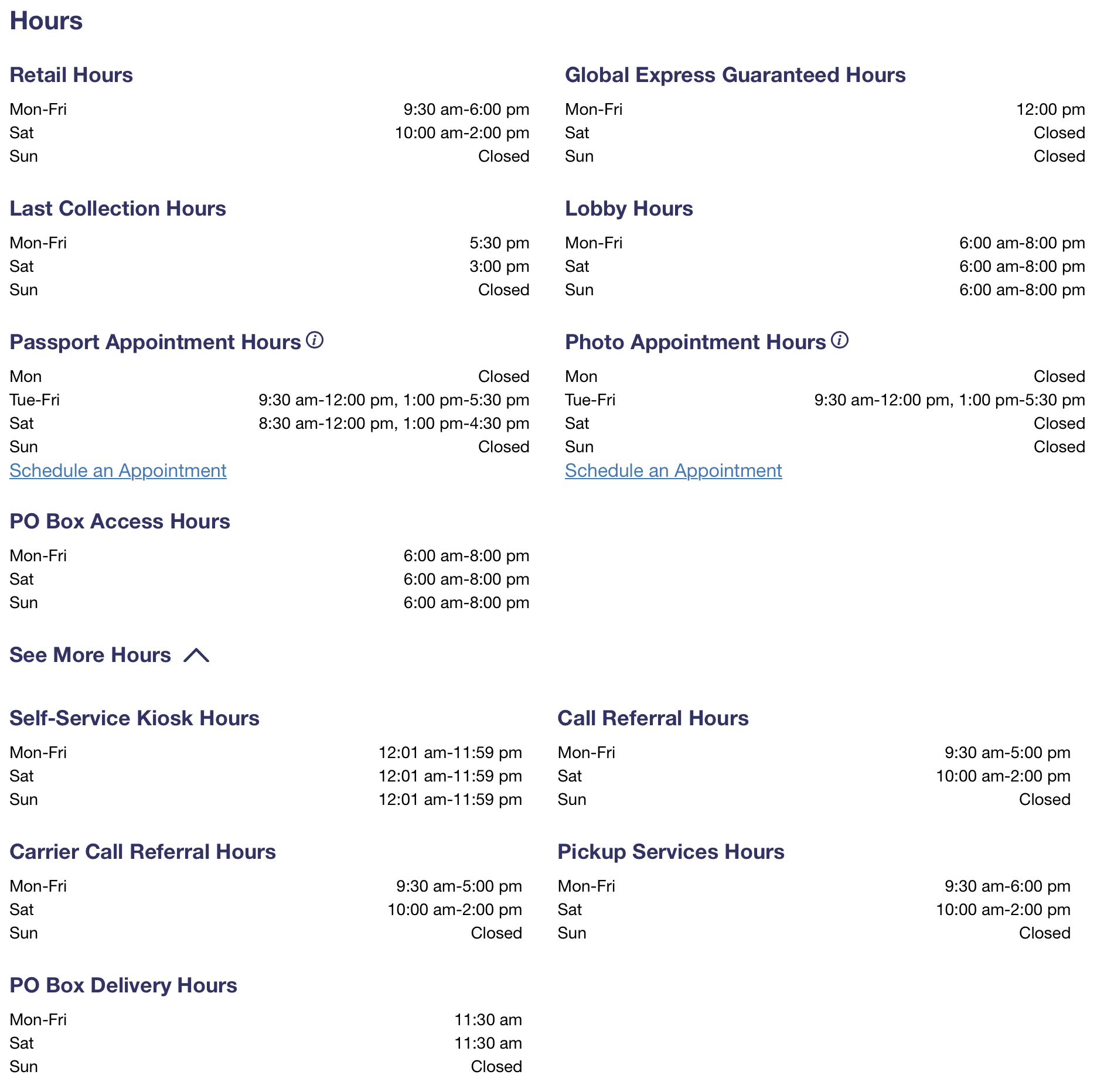 Post Office Hours