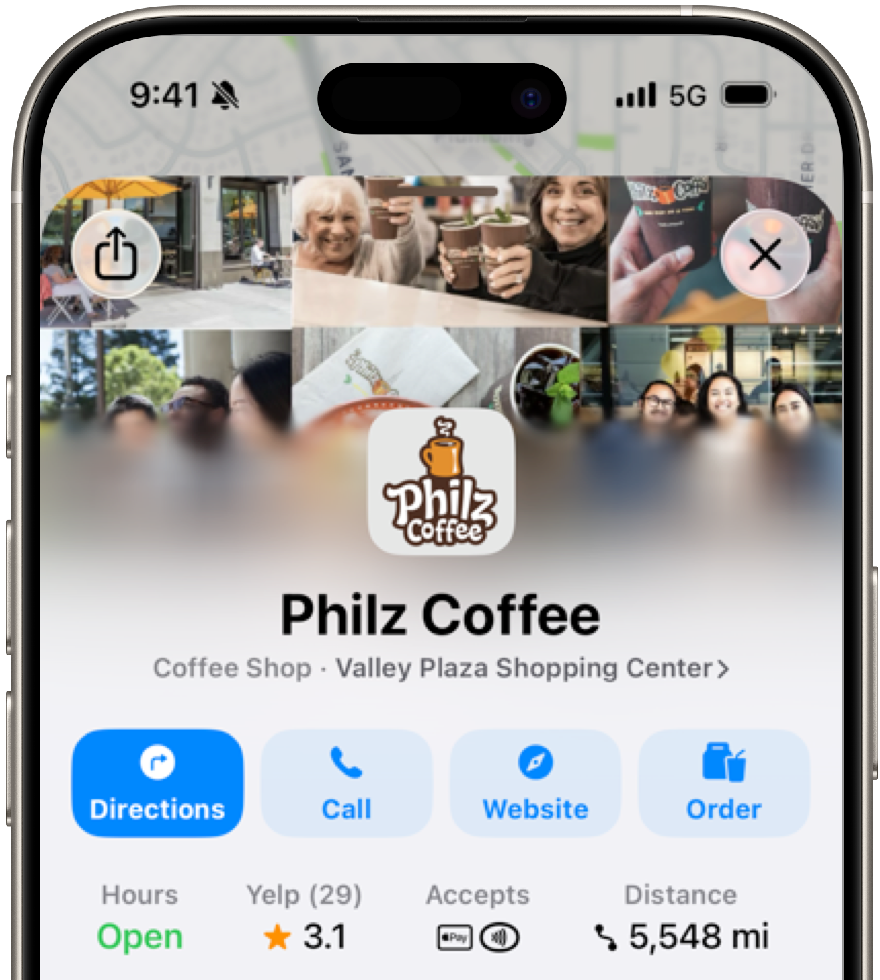 Apple Maps Place Card - Call To Action
