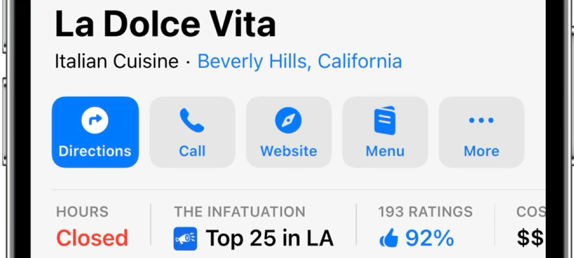 Figure: The Infatuation accolade, Top 25 in LA