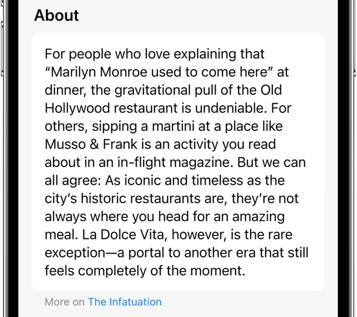 The Infatuation About review