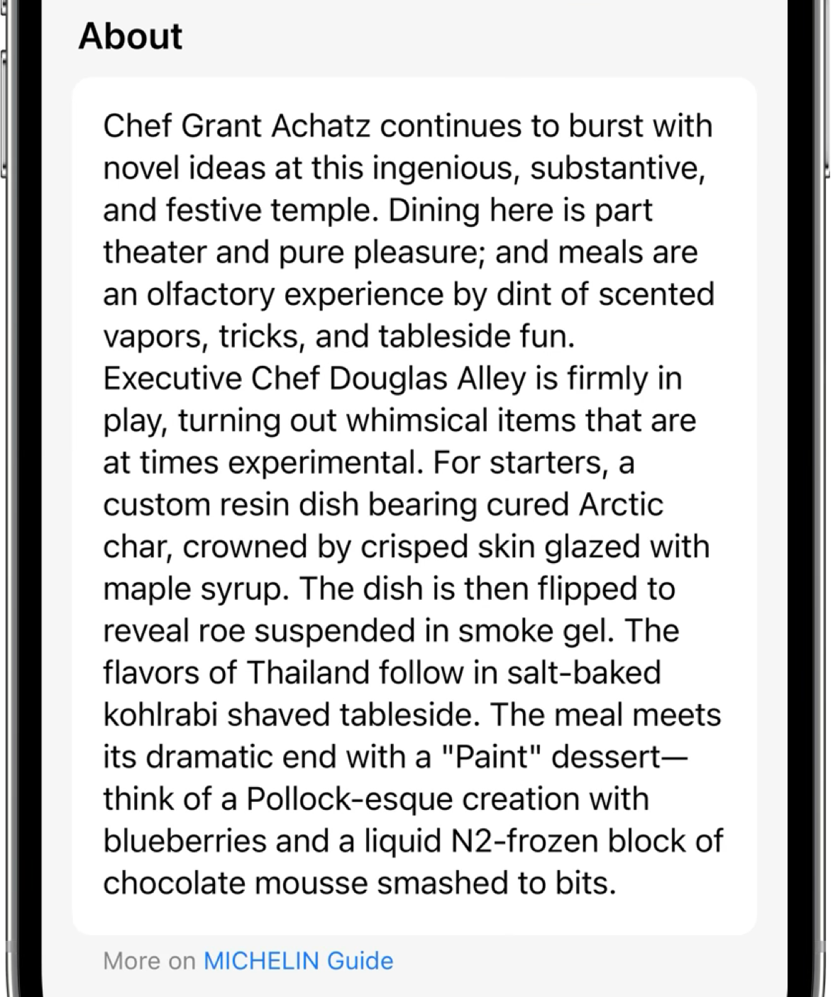 MICHELIN Guide About review