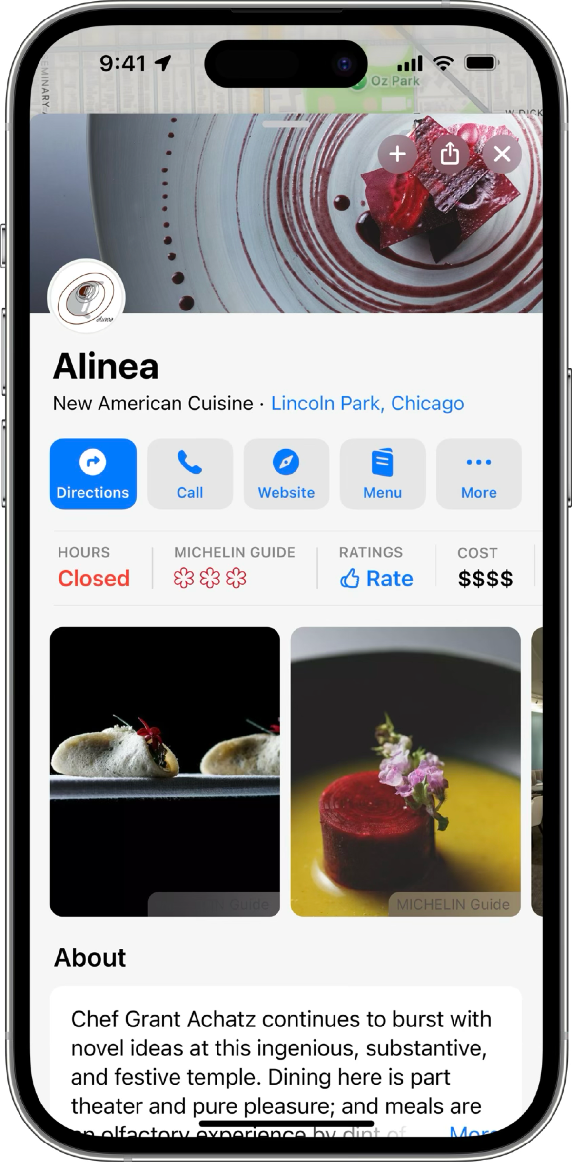 Maps page with Michelin partner content